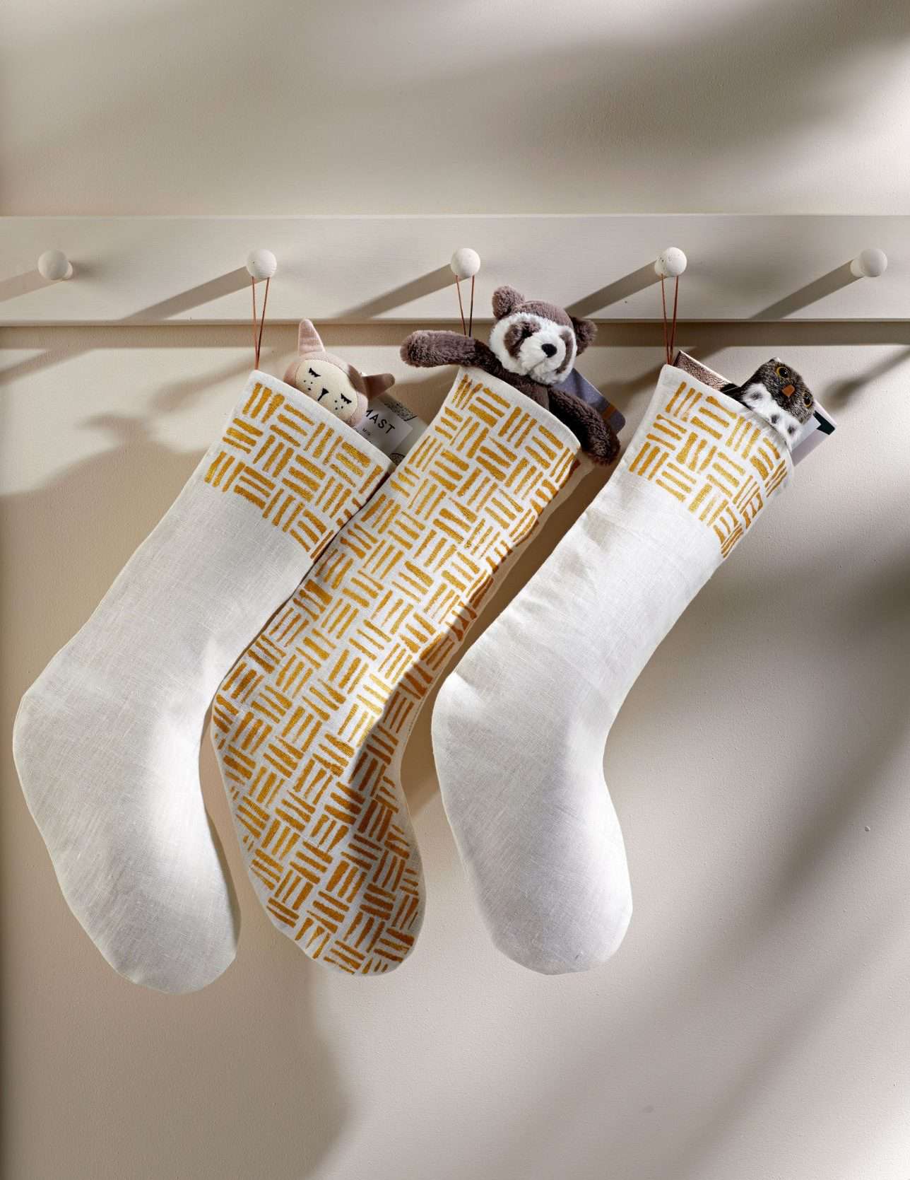 gold painted Christmas stockings