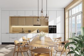 scandinavian kitchen with table and chairs