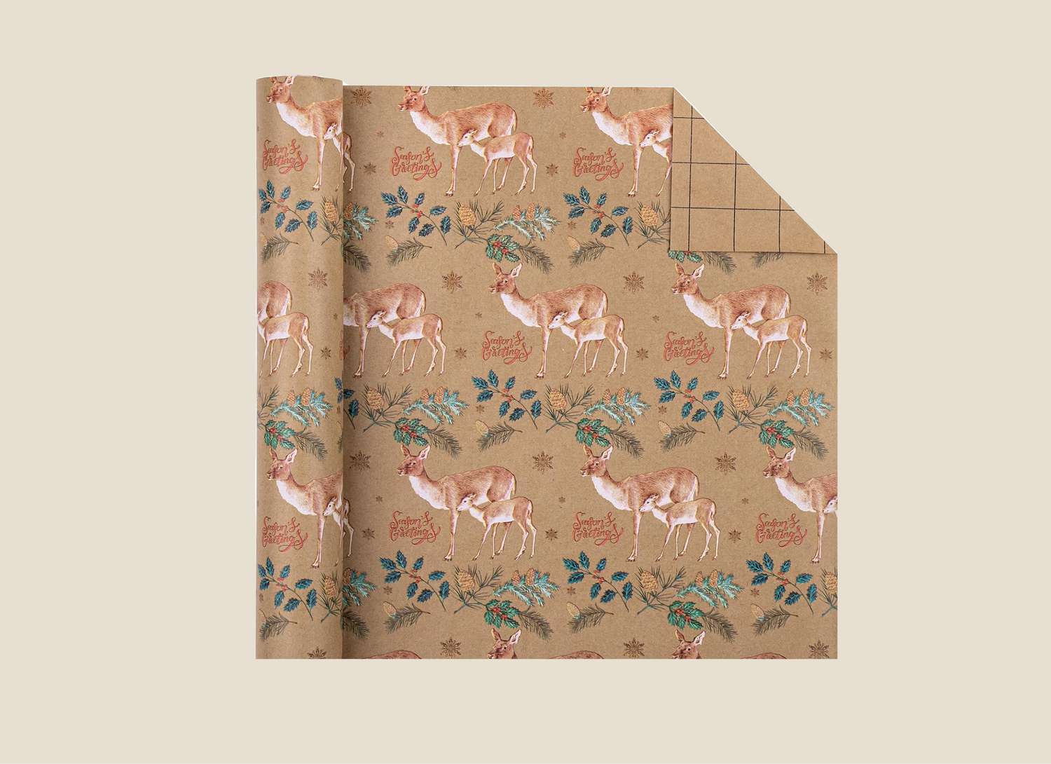 kraft paper with deer on a beige background