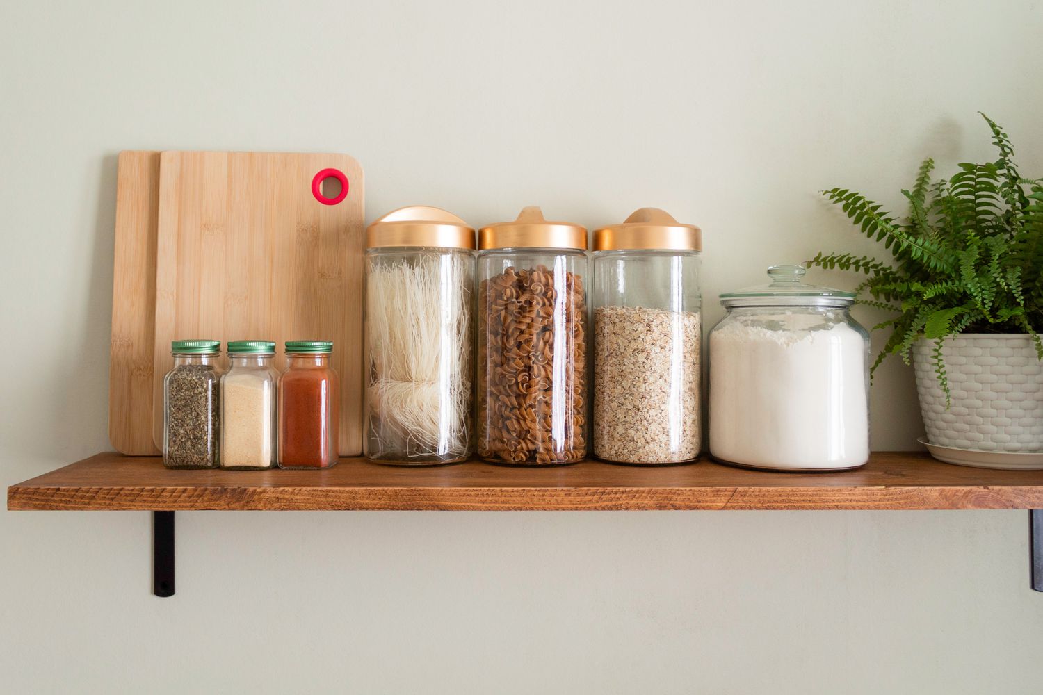 simple, organized pantry shelf