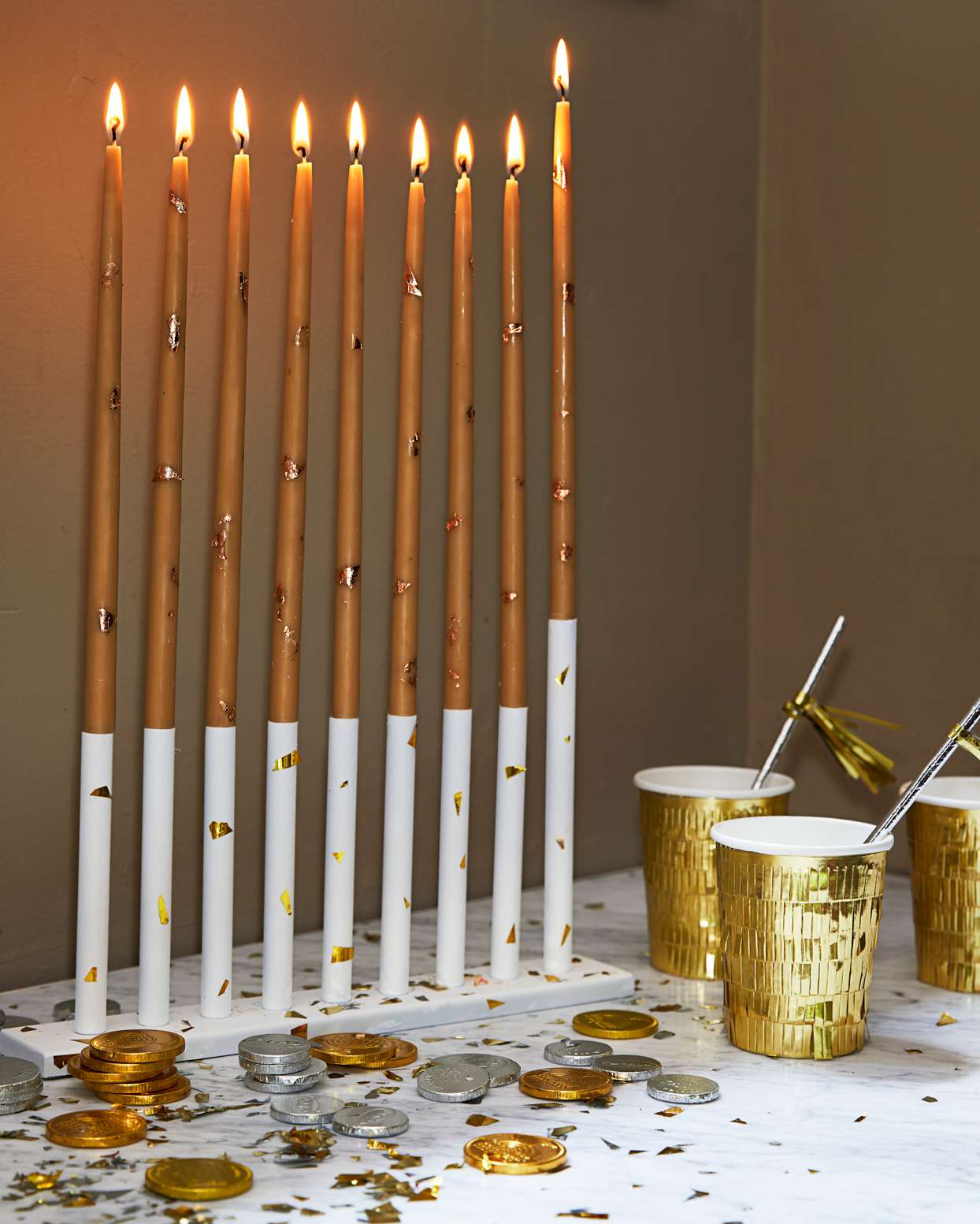 confetti candles chocolate coins