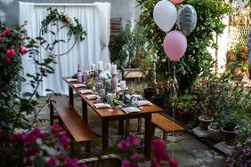 Small outdoor backyard garden party
