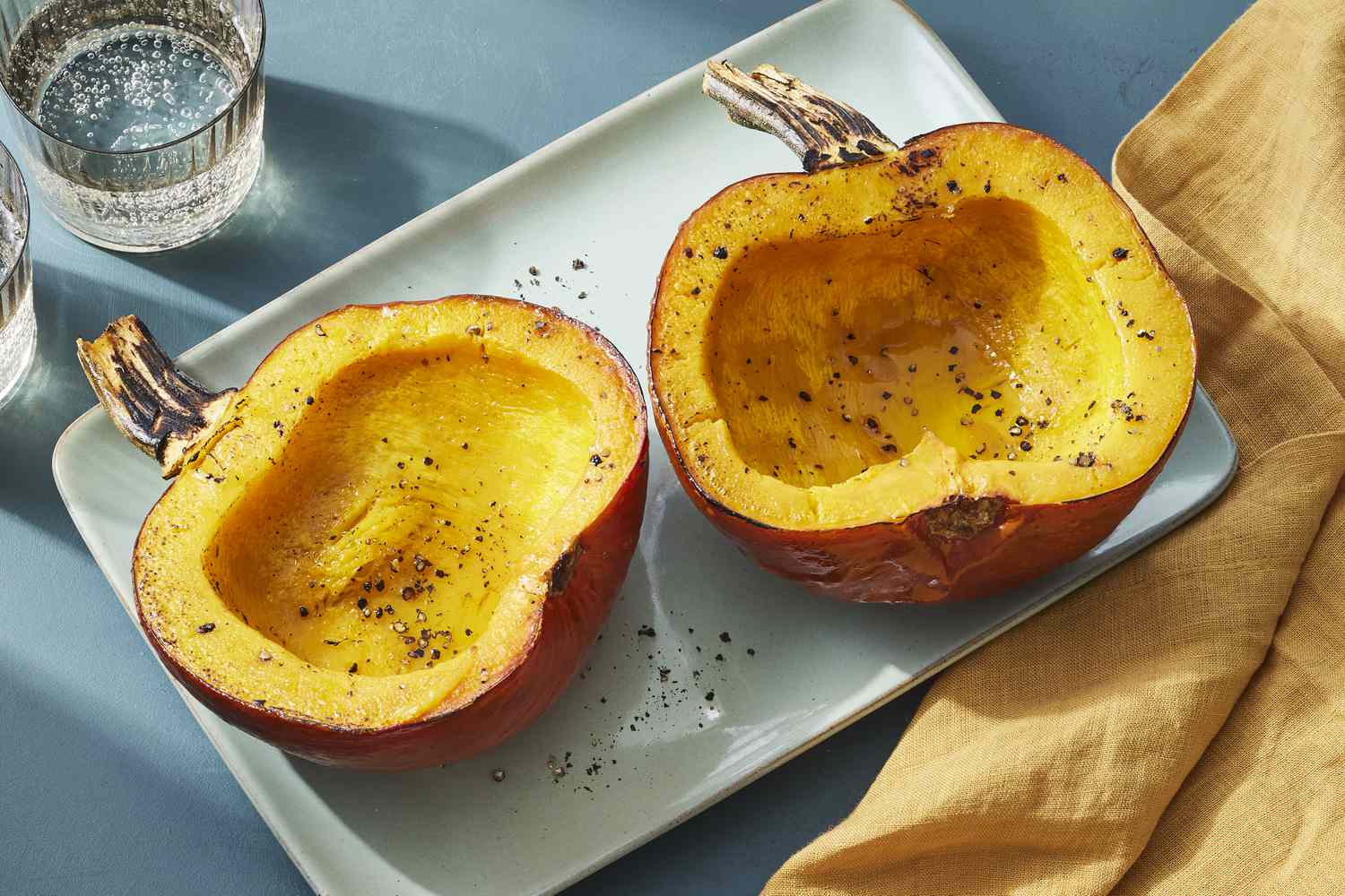 Roasted half pumpkins