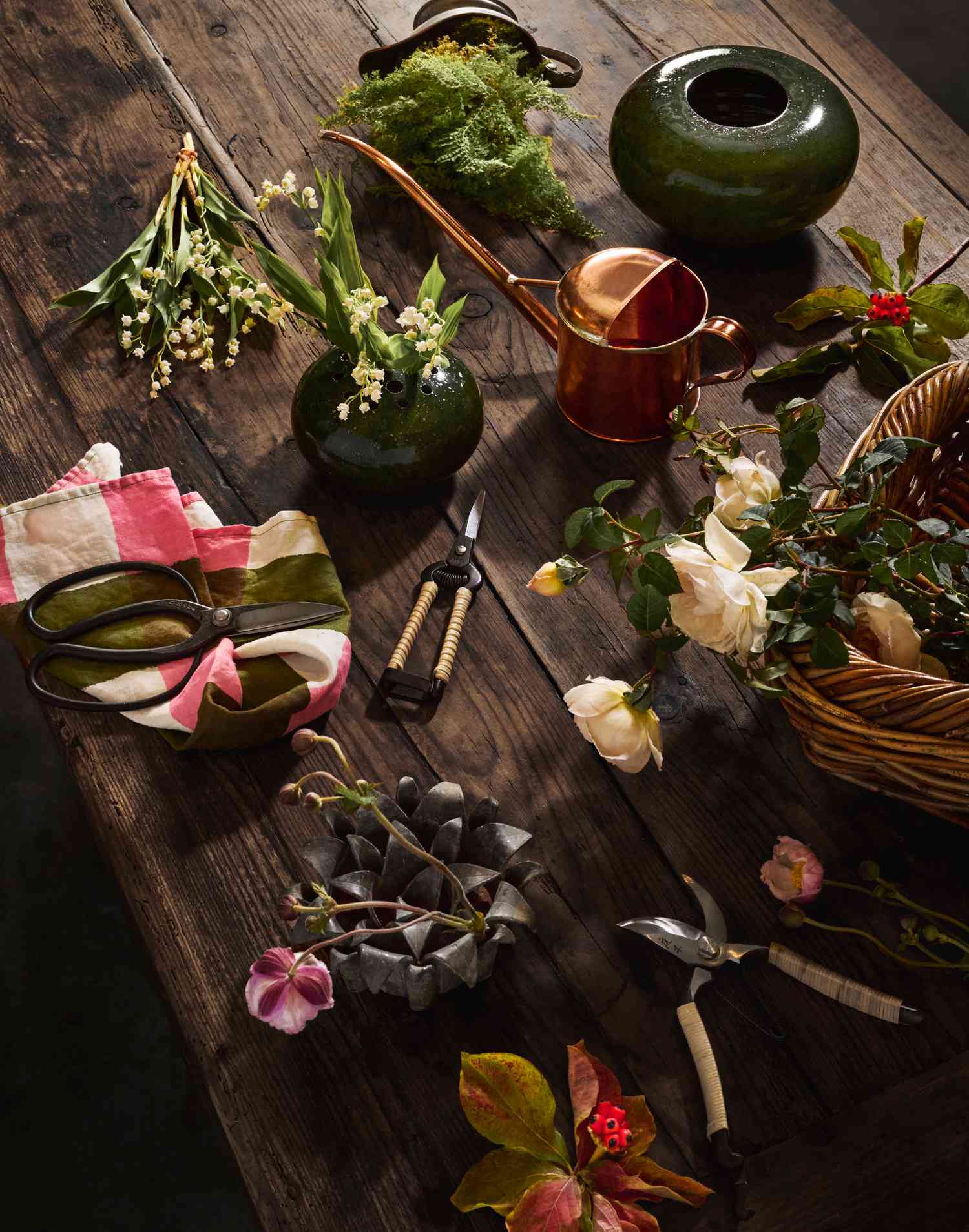 garden tools on a table