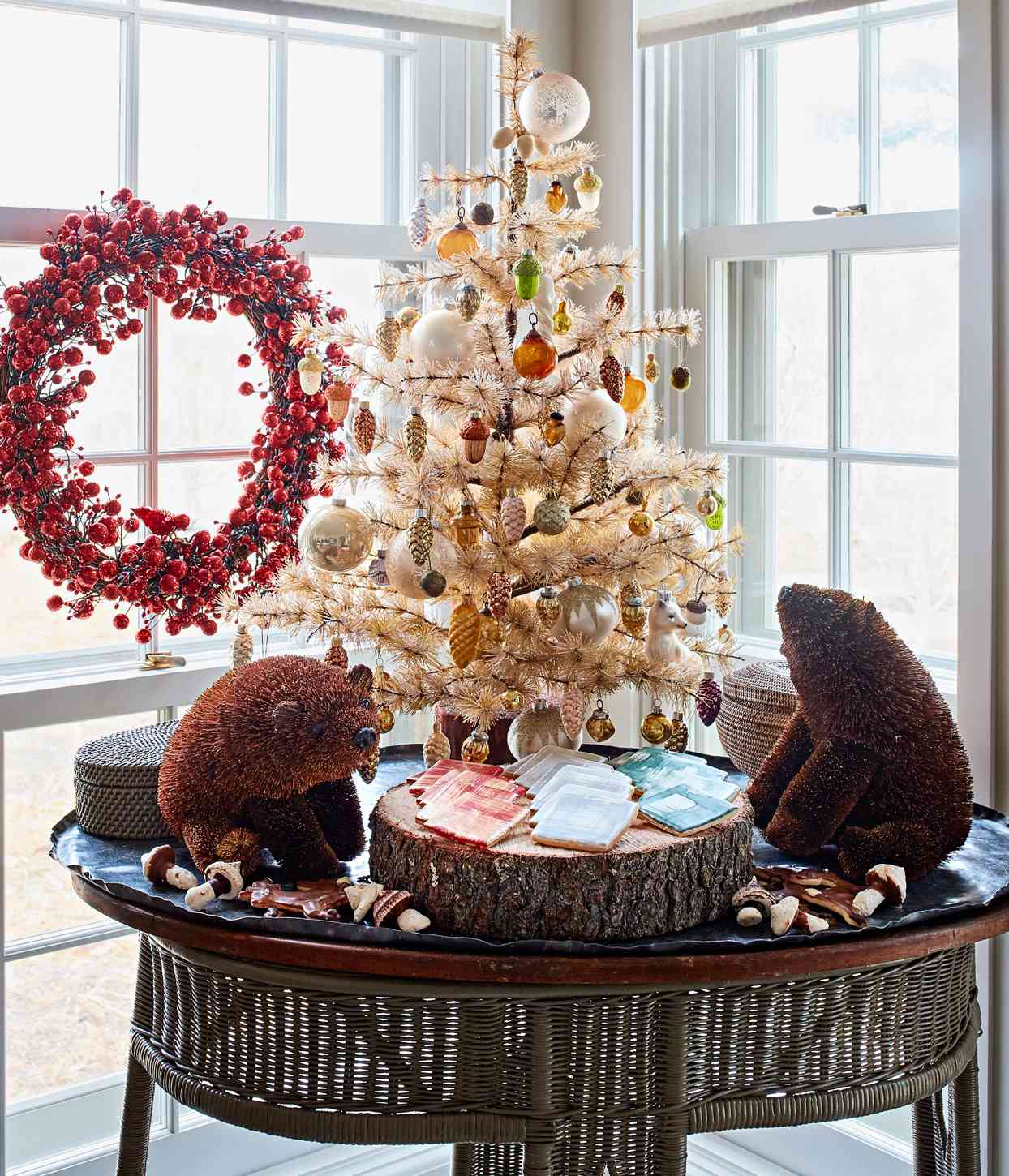 cookie table with bears and tabletop tree