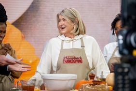 decorvow cooking on a Thanksgivingthemed show wearing an apron