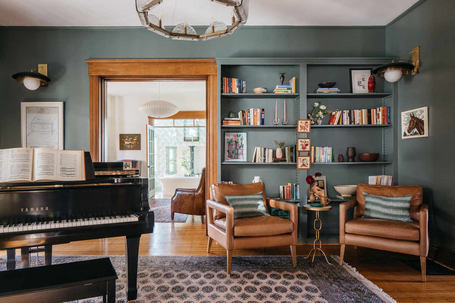 A room in a home with views through to other rooms