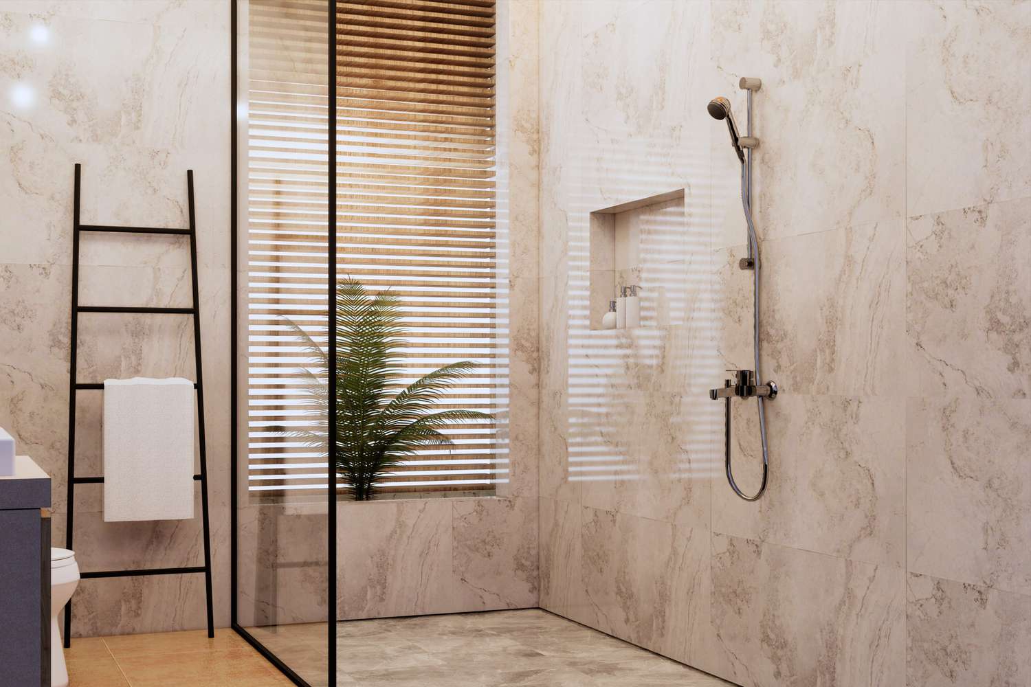 Shower in modern bathroom