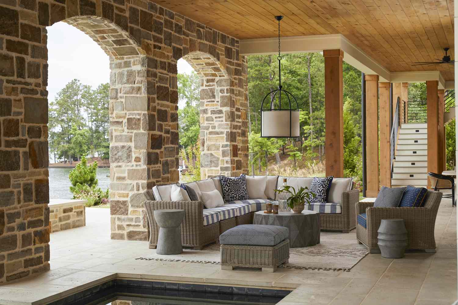 beautiful lighting back porch 