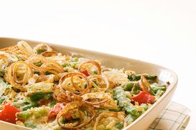 casserole with fried onion on top