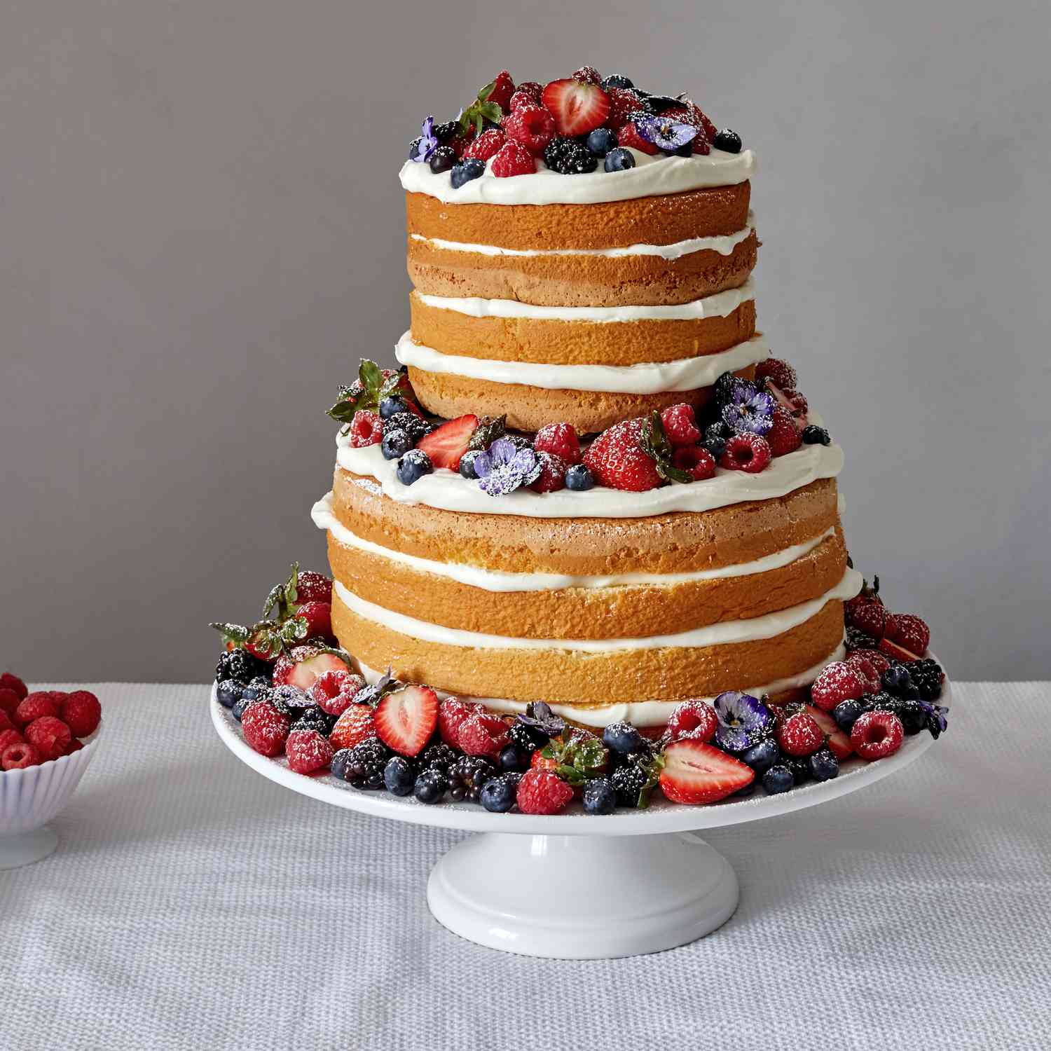 naked berry cake adorned martha bakes strawberries blueberries