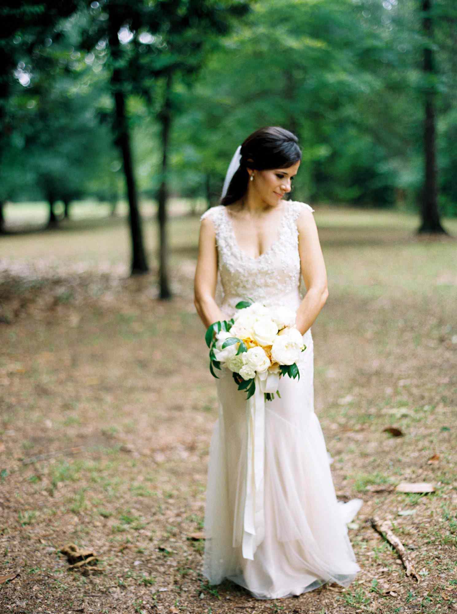 half-updo hairstyle with bangs
