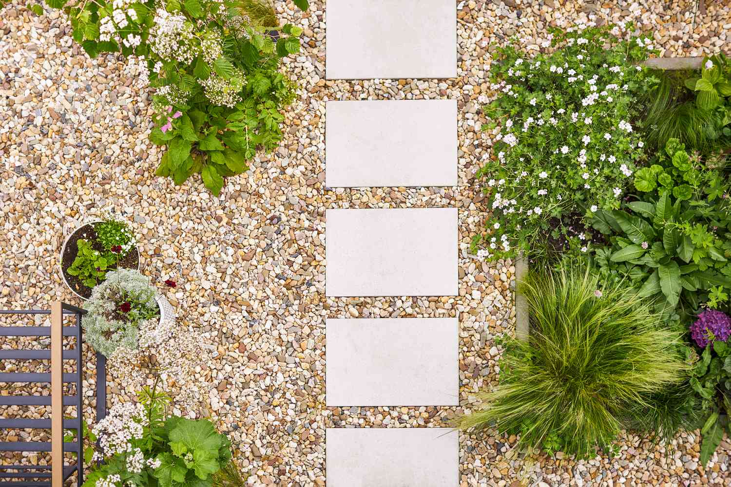 garden path made with gravel and stones