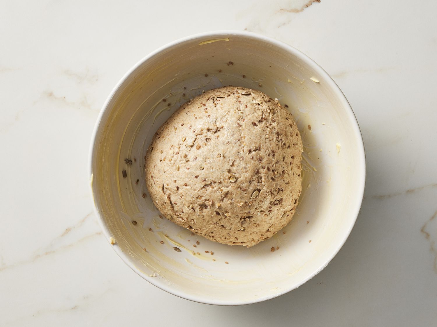 Multigrain dough in bowl