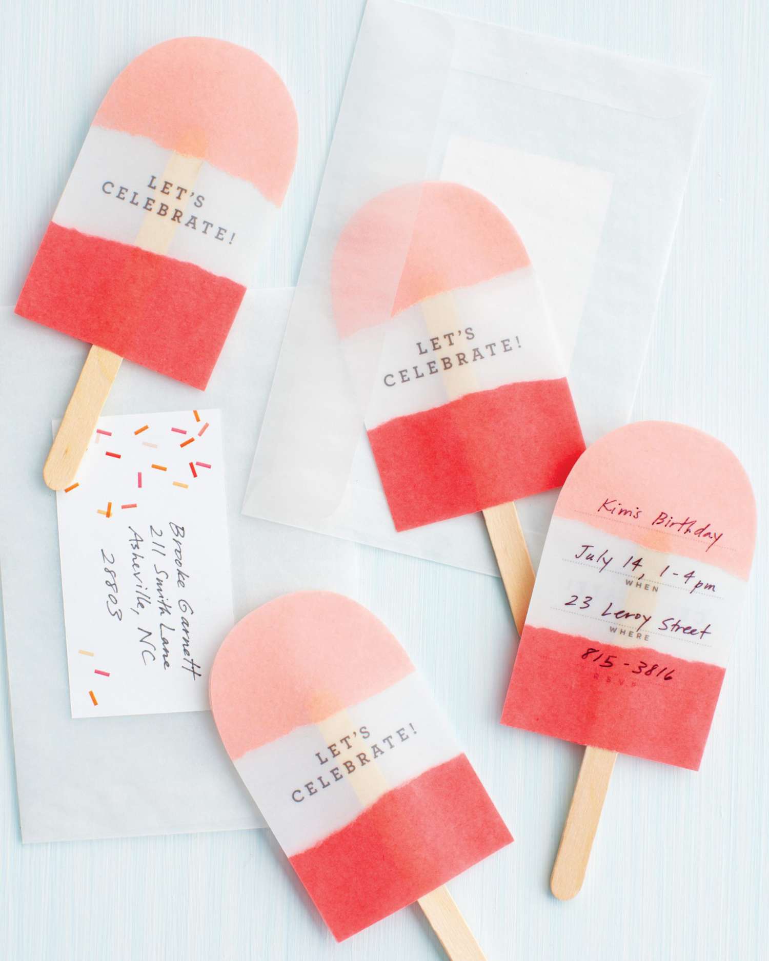 pink and red popsicle invitations