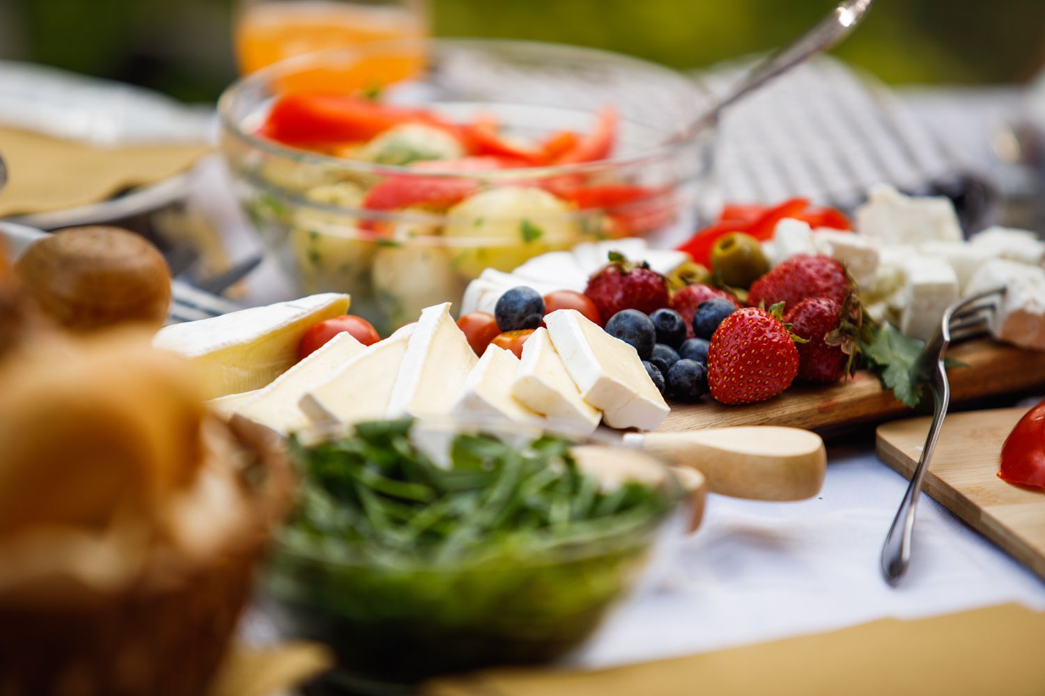 cold food on buffet table