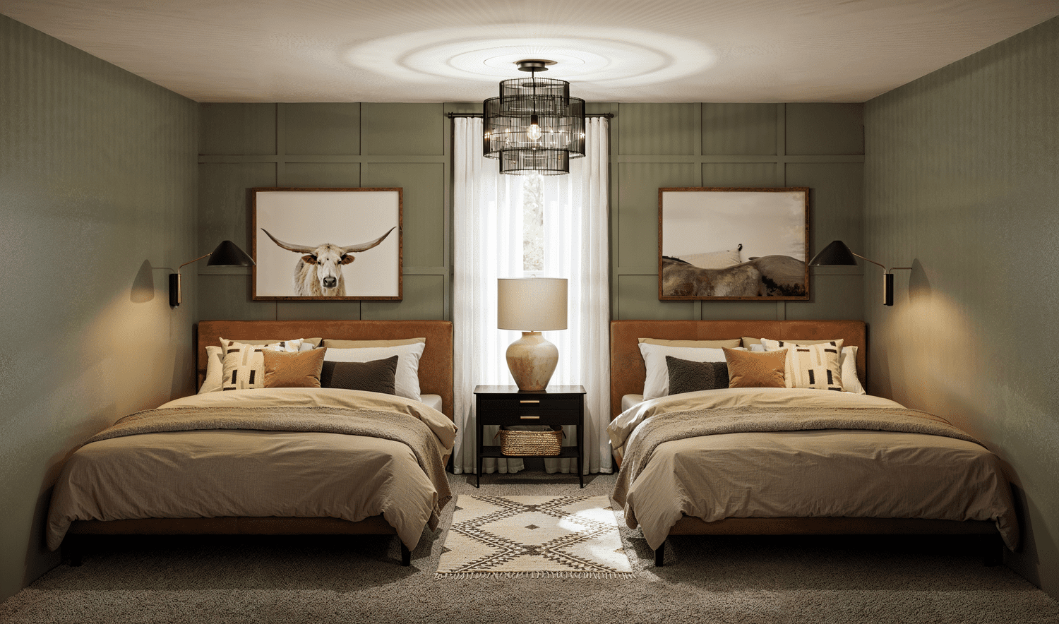 Double Bed Bedroom Green 