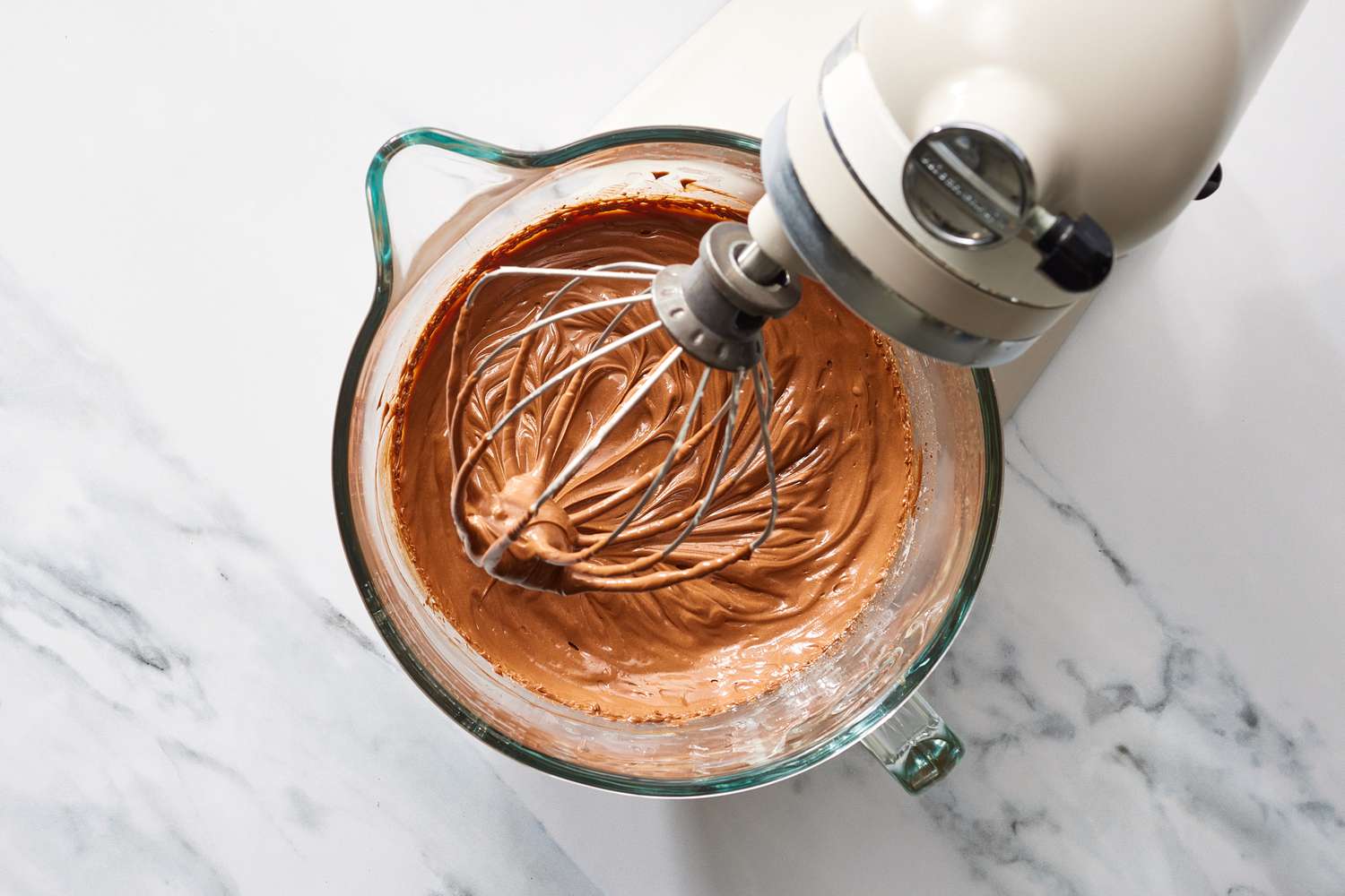 Chocolate frosting in stand mixer