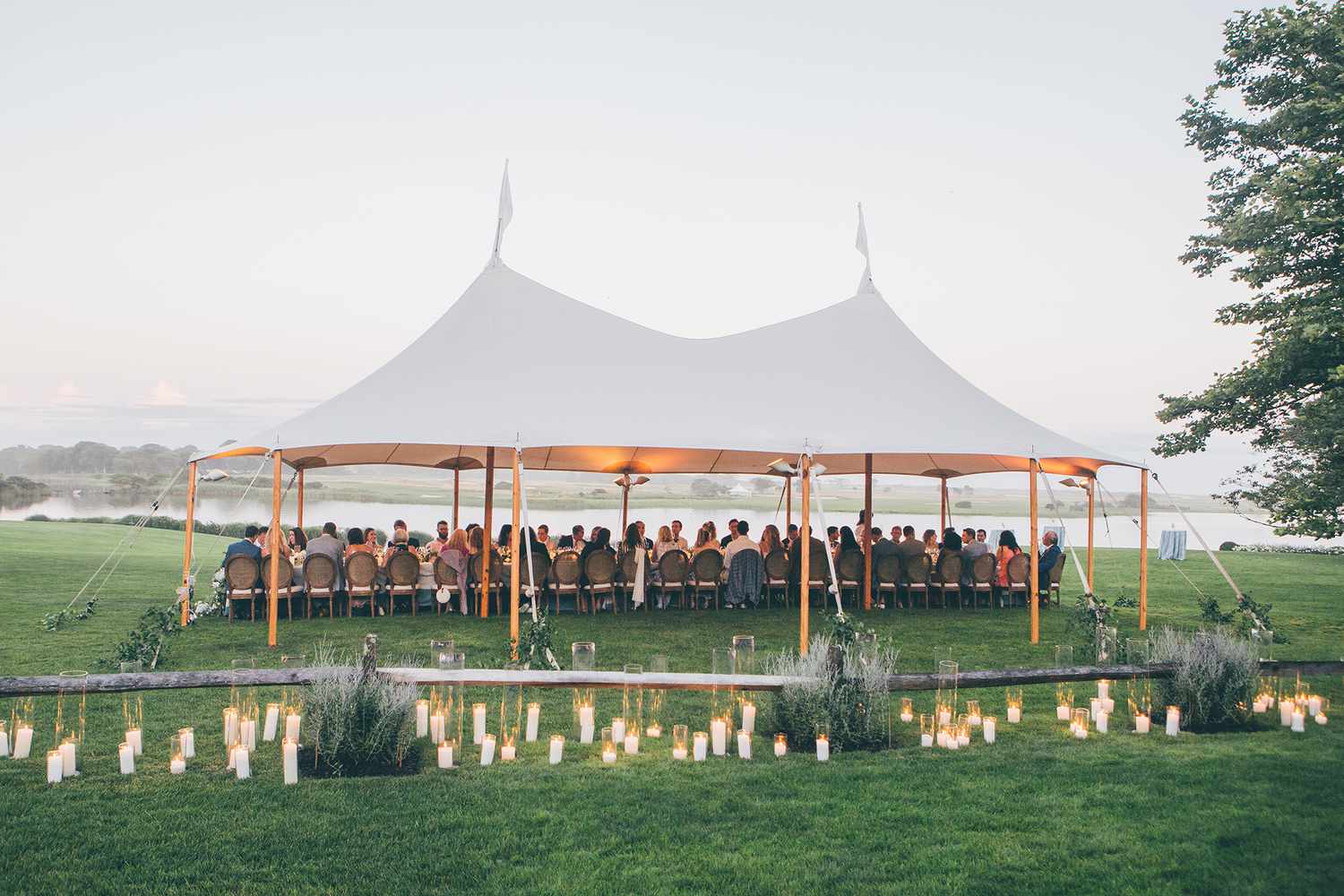 candles outside a tent