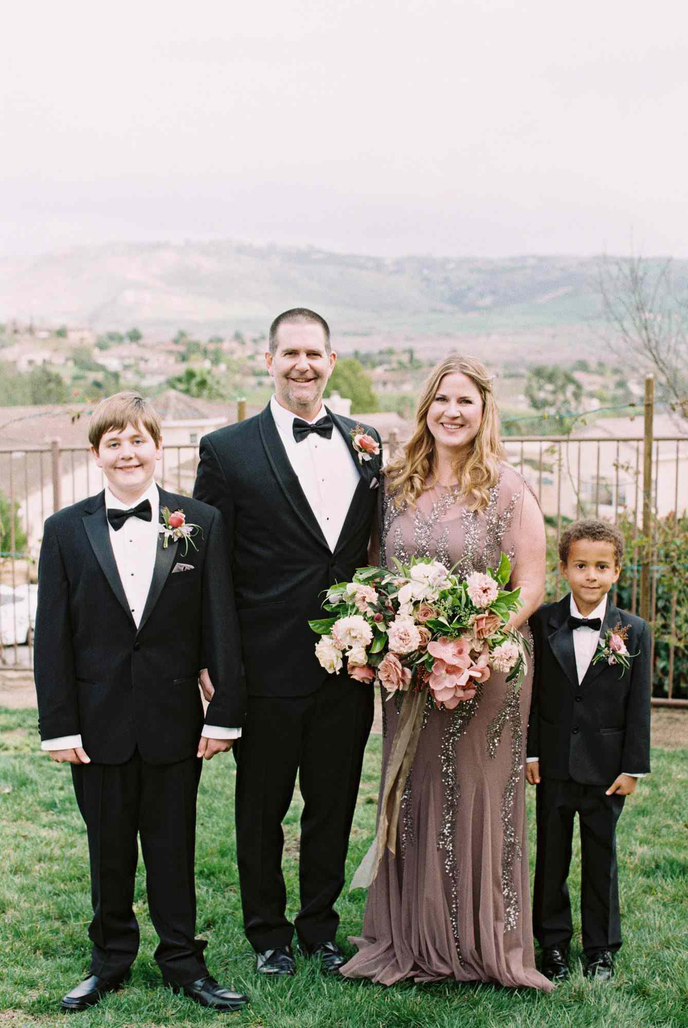 surprise wedding couple family two boys