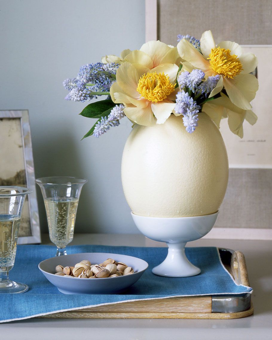 oversized egg vase with flowers