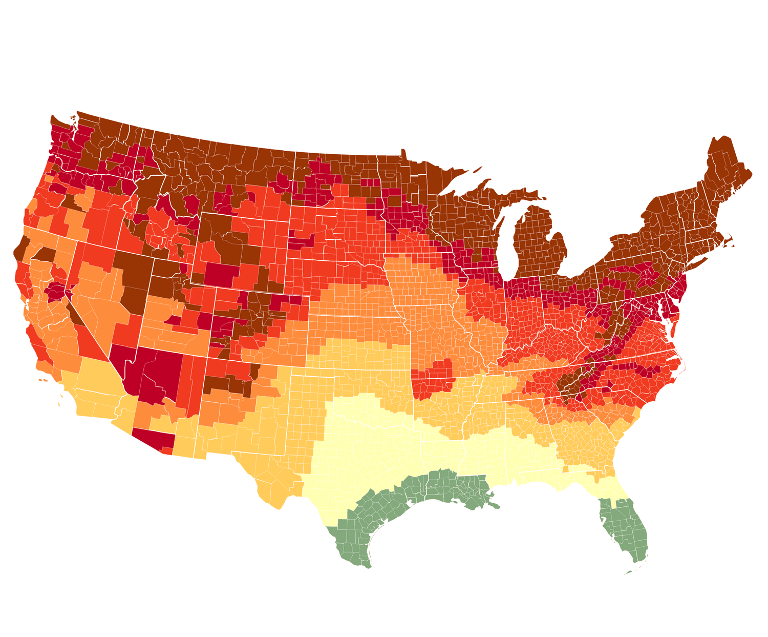 map of United States fall foliage peaks