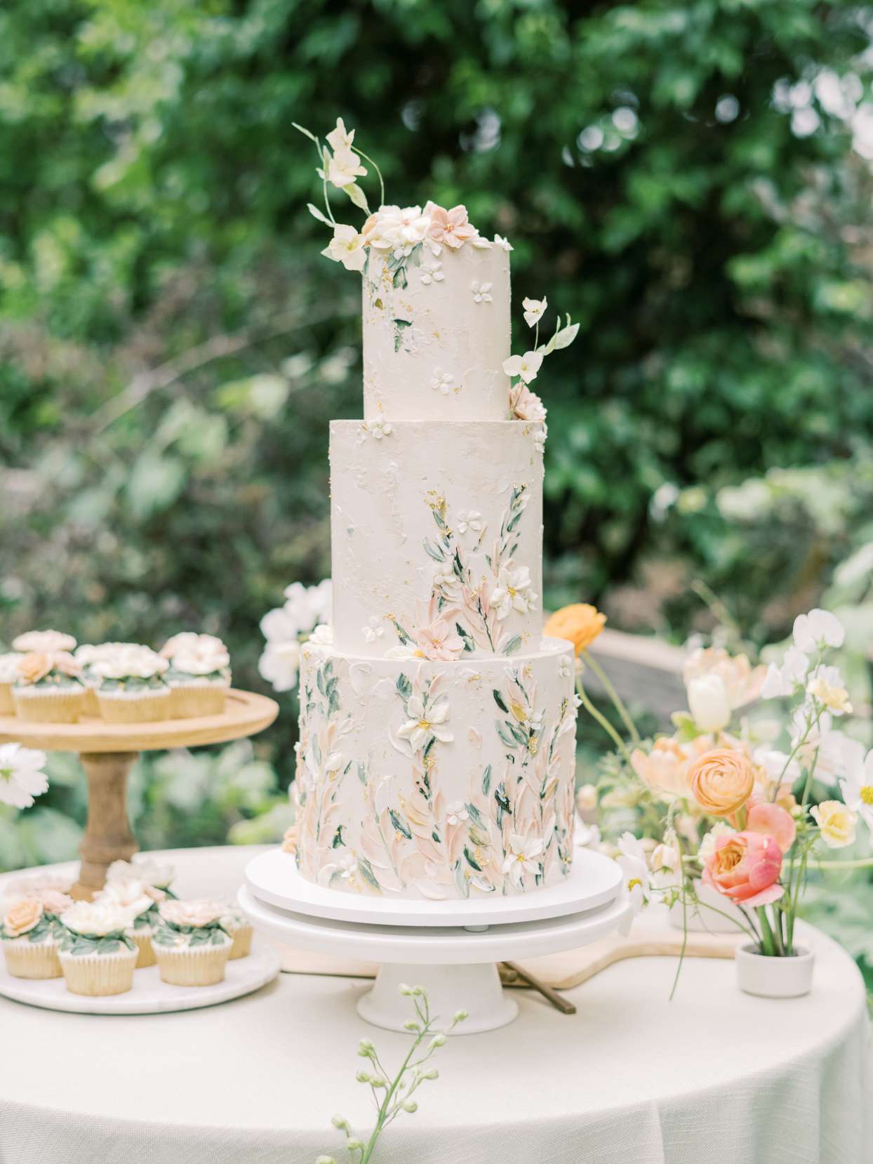 artsy floral wedding cake