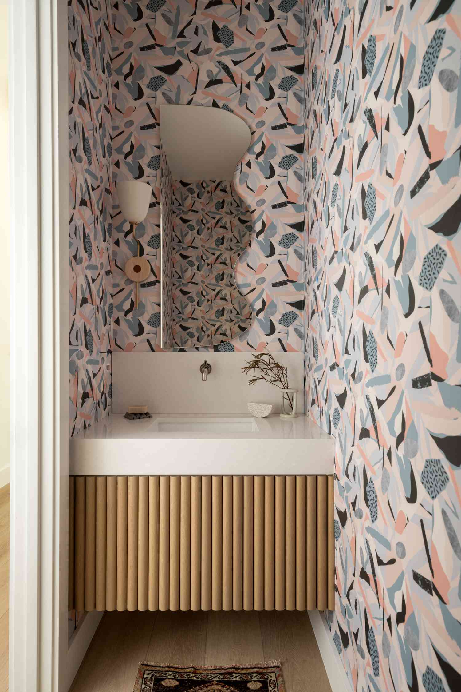 multi-colored wallpaper mural for bathroom