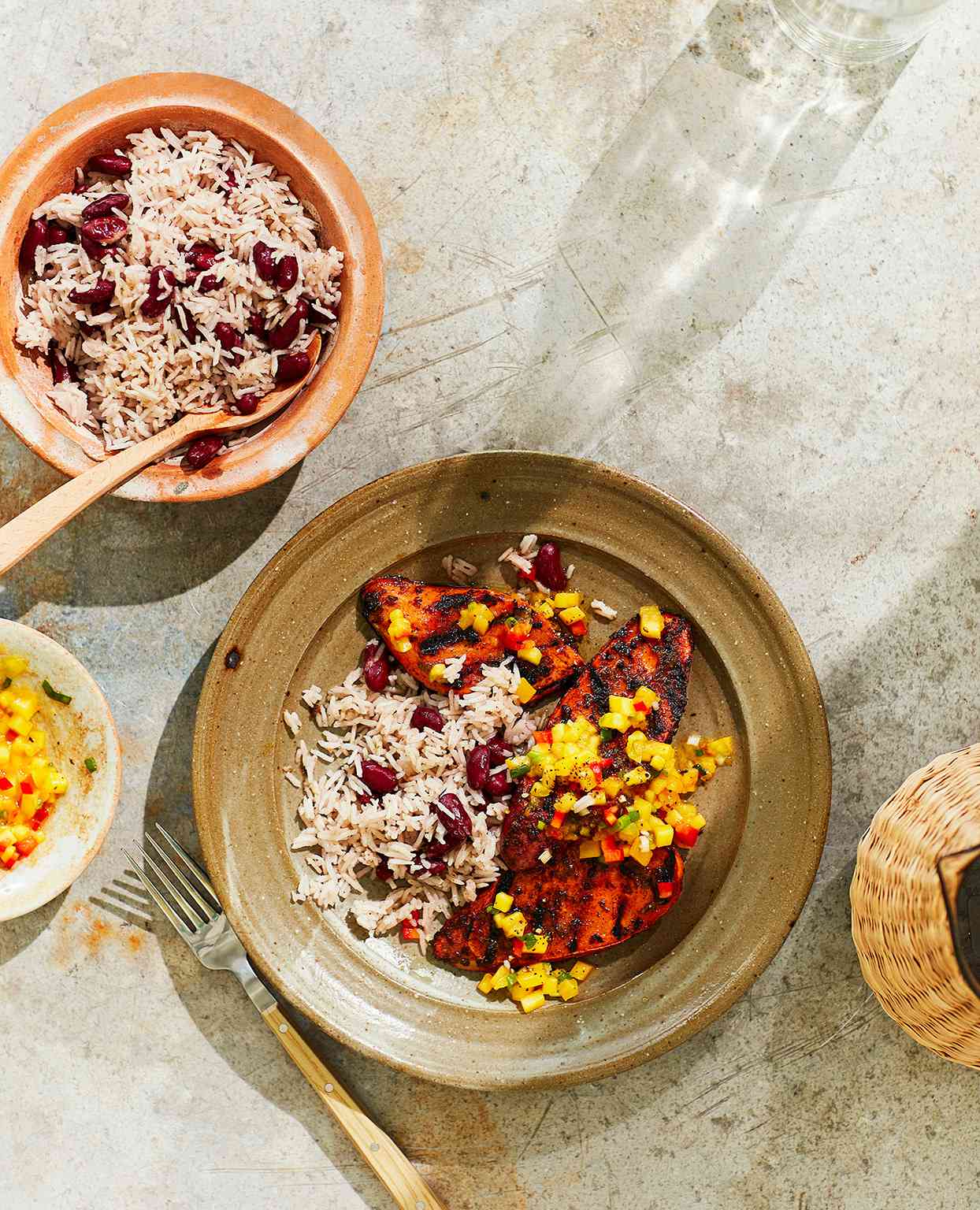 Grilled Sweet Potatoes With Rice and Beans