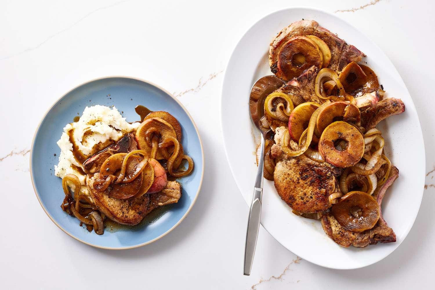 Final Step of Pork Chops with Apples and Onions