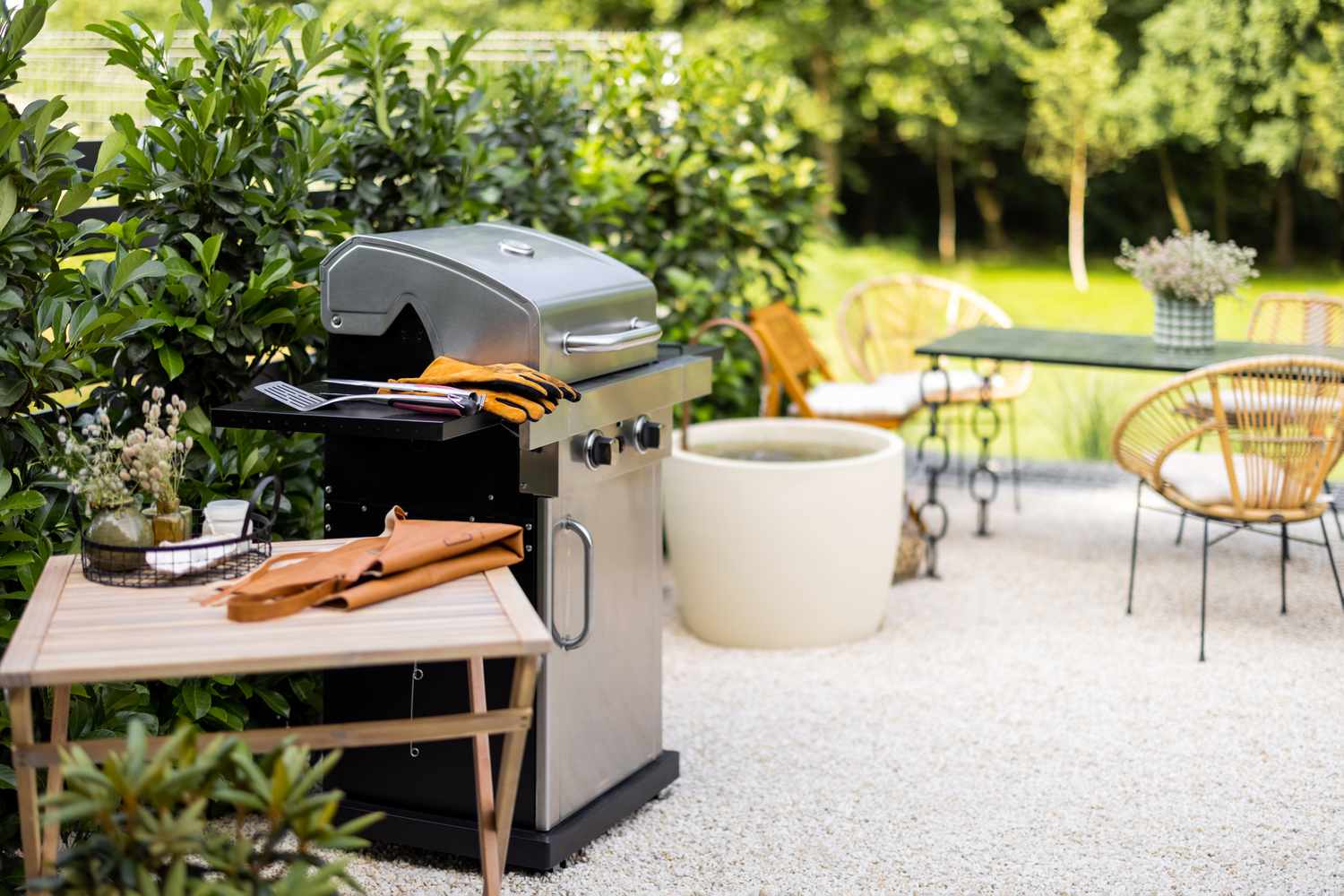 cooking space with grill in backyard
