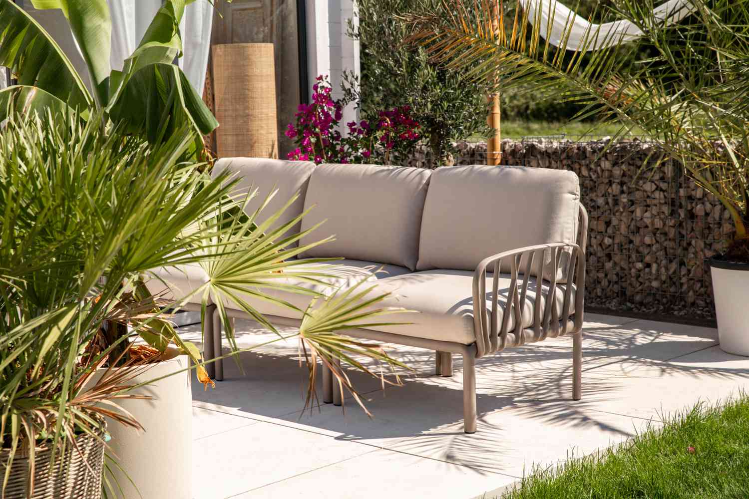 Concrete Patio with Potted Plants