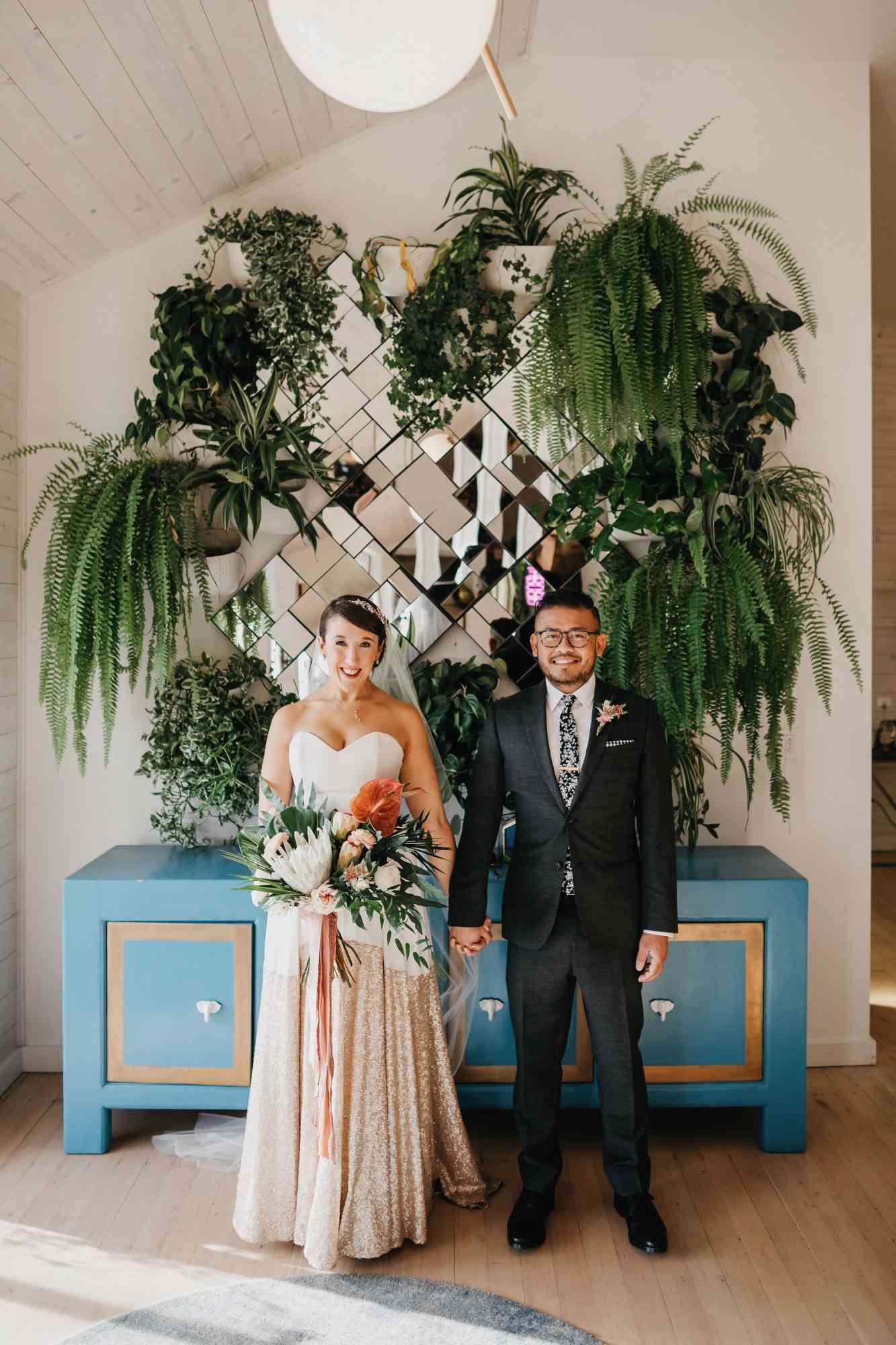 colleen pip wedding couple holding hands