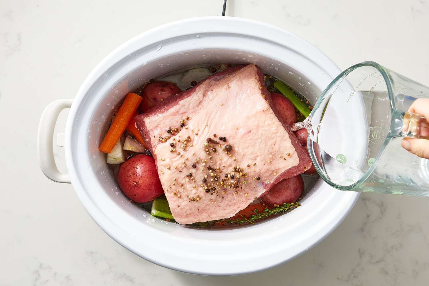 Step 3 - Add water to crockpot 