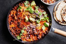 weeknight vegetarian chili served with tortillas