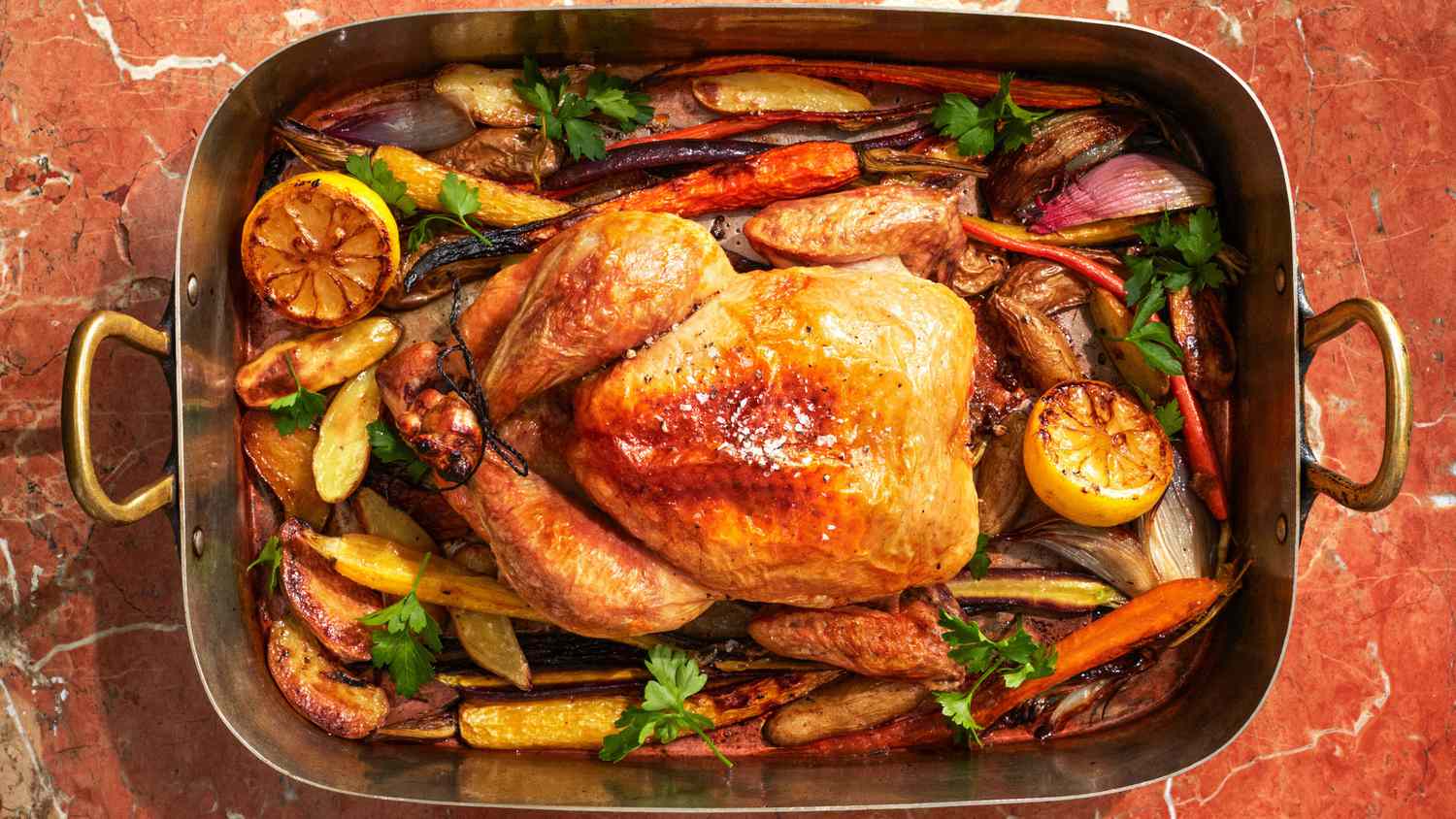 roast chicken with vegetables and potatoes