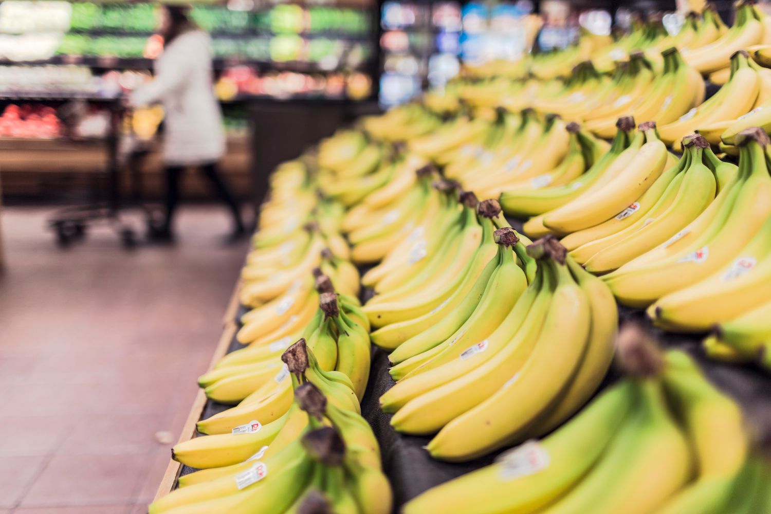 Bananas in supermarket display