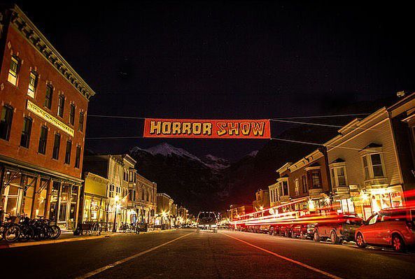 Horror film festival banner in Telluride, Colorado