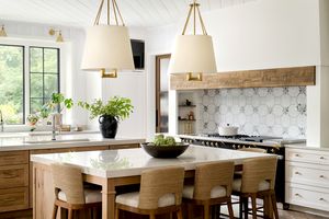 rustic kitchen with an alcove range area