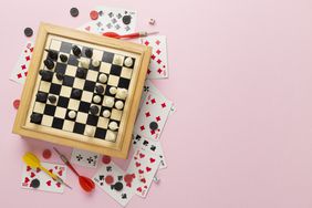 board games and card games on color background