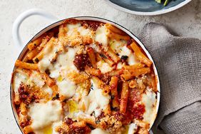 super-speedy ziti served with salad