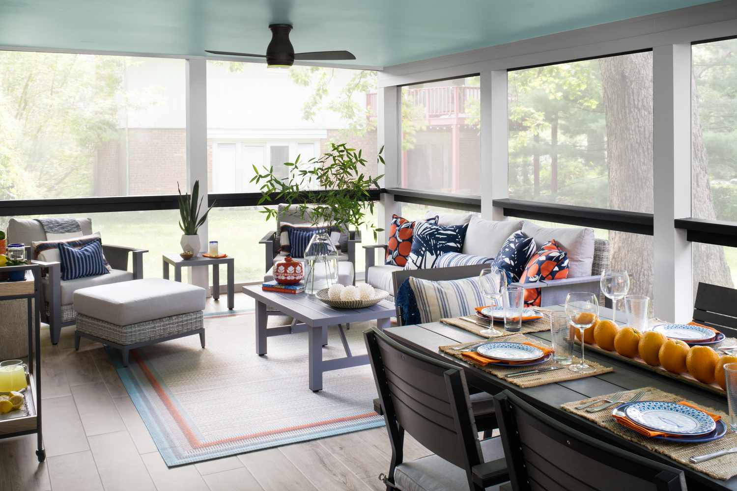 light blue painted ceiling 