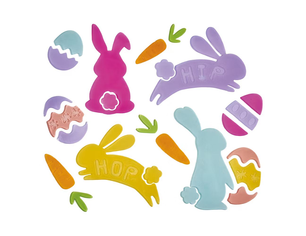 Easter bunny gel clings for windows or glass. 