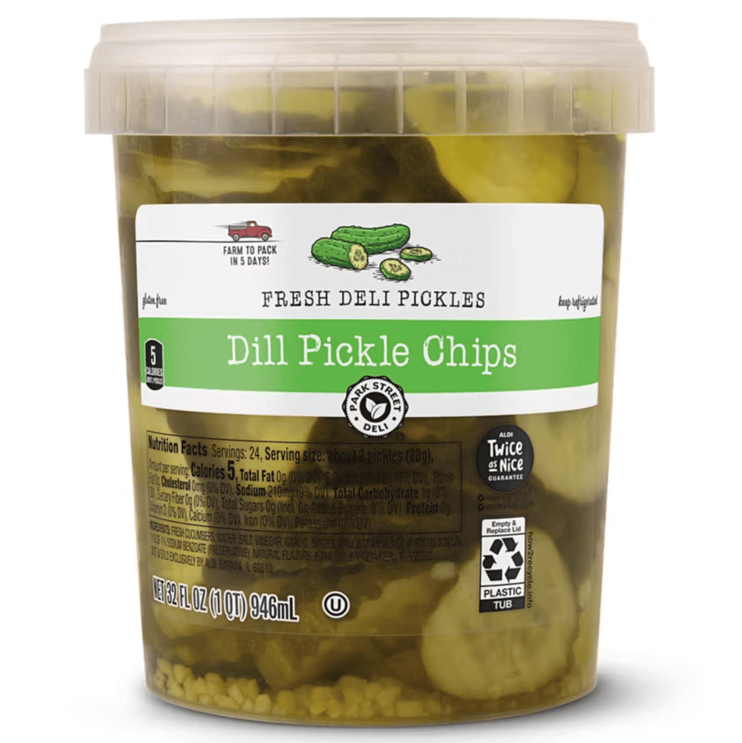 Dill pickle chips in a carton