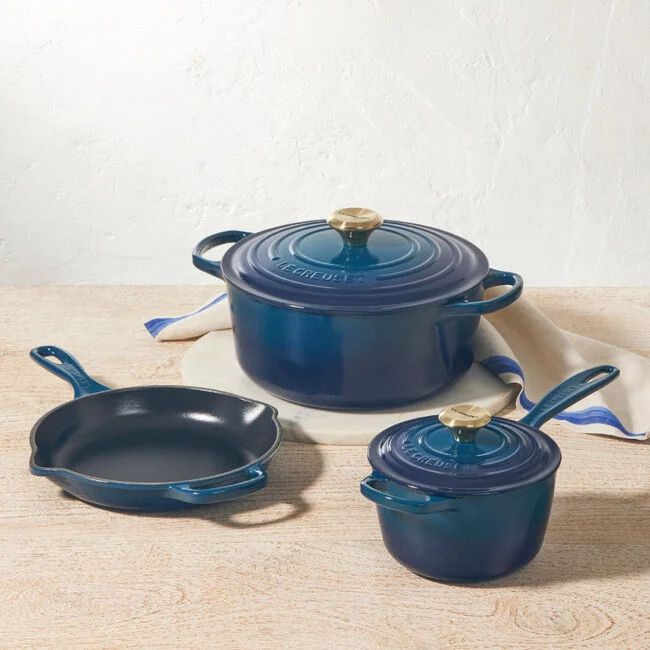 Signature enameled cast iron 5-piece cookware set from Le Creuset. 