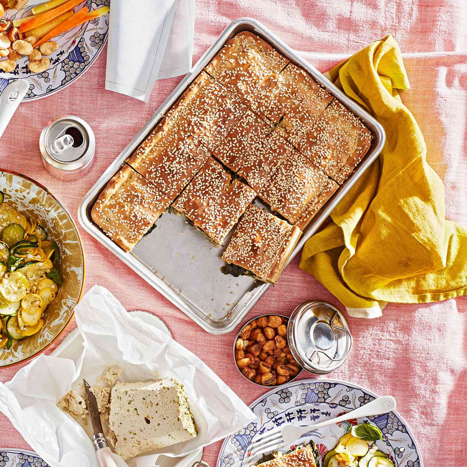 spinach-feta pizza slab pie