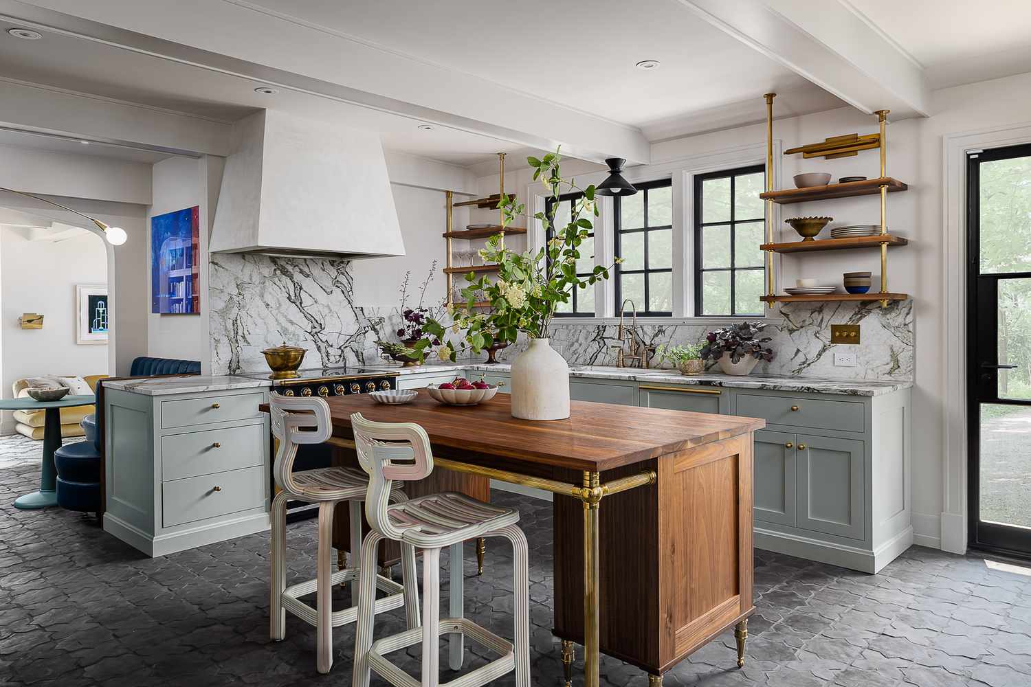 Kitchen with cement terracotta floor