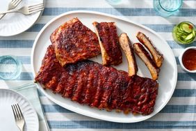 A plate of oven-roasted ribs served on a table