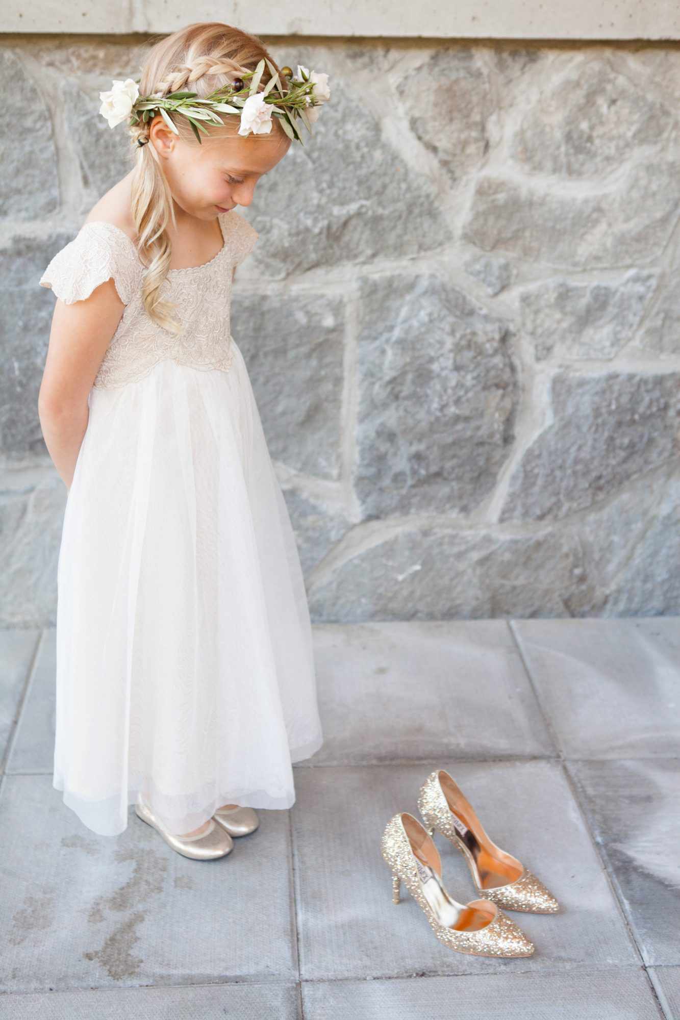 Flower Girl Hairstyle Reverse Braid Side Ponytail