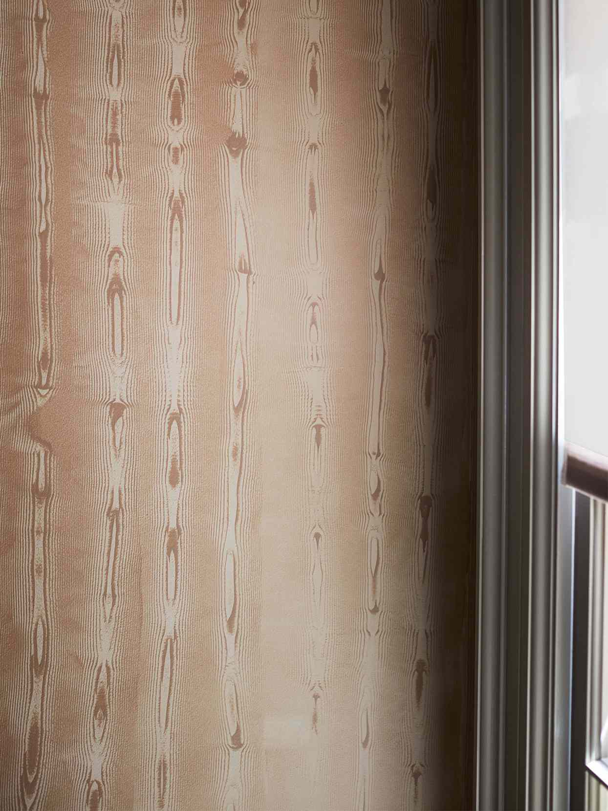 faux bois wall by window